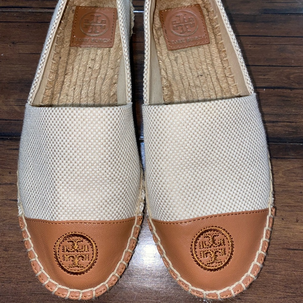 Tory Burch Leather Color Block Espadrille Flats